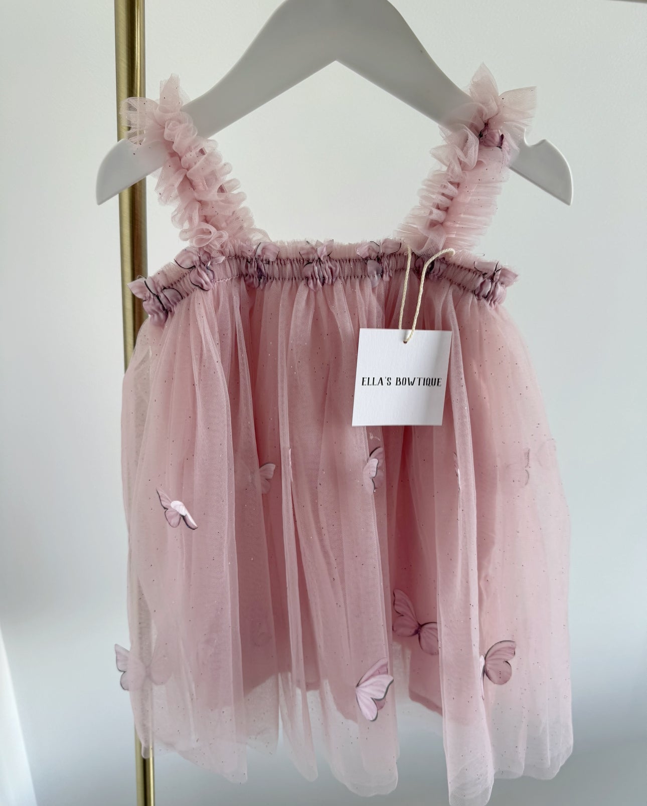 Adeline Butterfly Tutu Dress - Dusty Pink