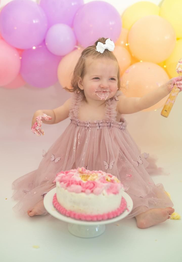 Adeline Butterfly Tutu Dress - Dusty Pink
