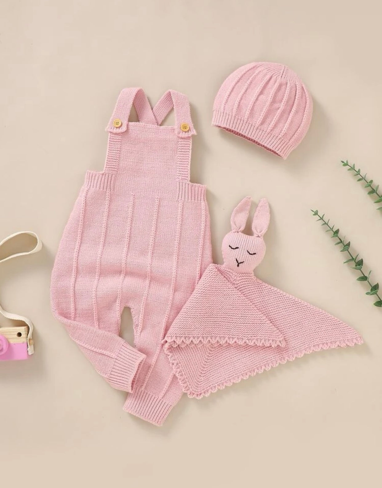 Gift box set - knit overall beanie and toy