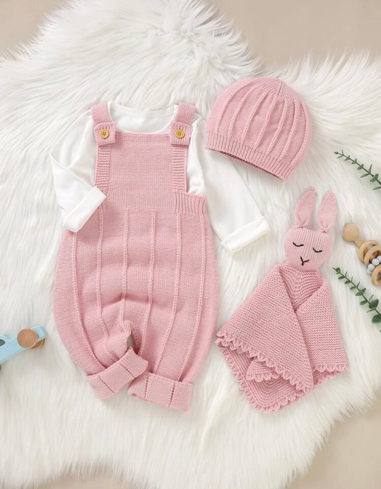 Gift box set - knit overall beanie and toy