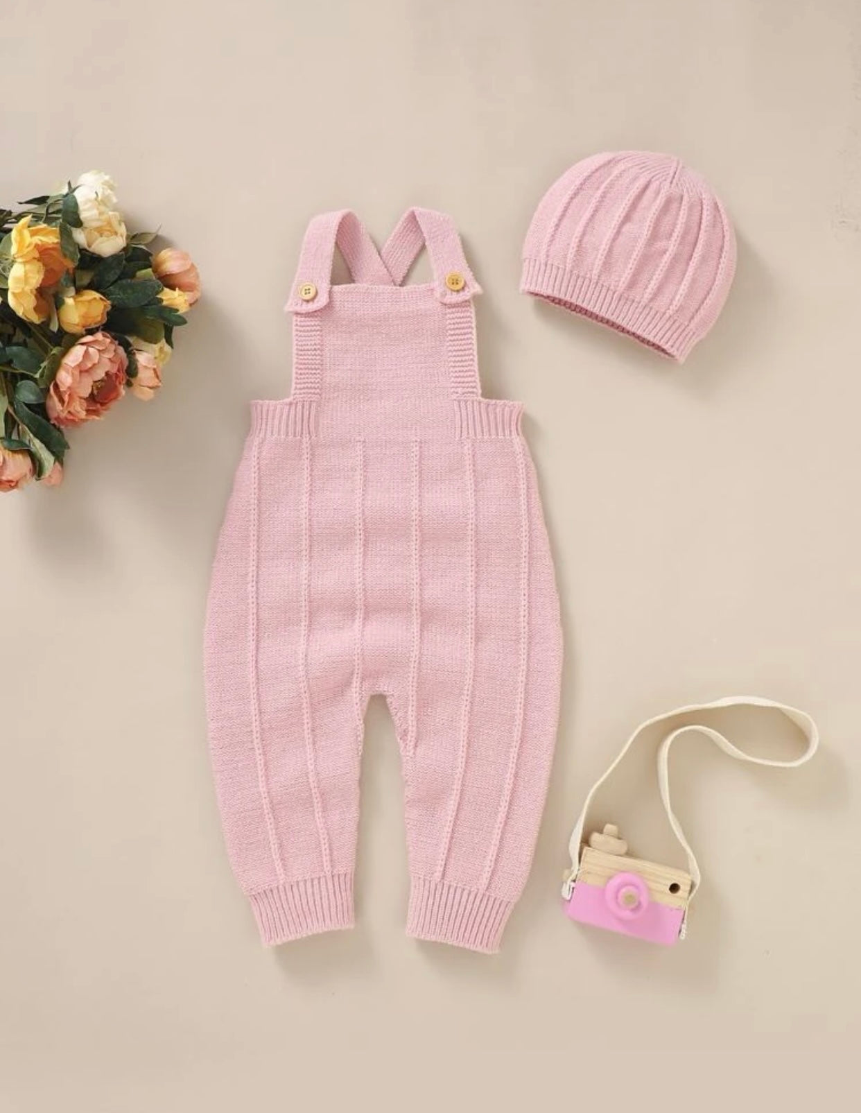 Gift box set - knit overall beanie and toy